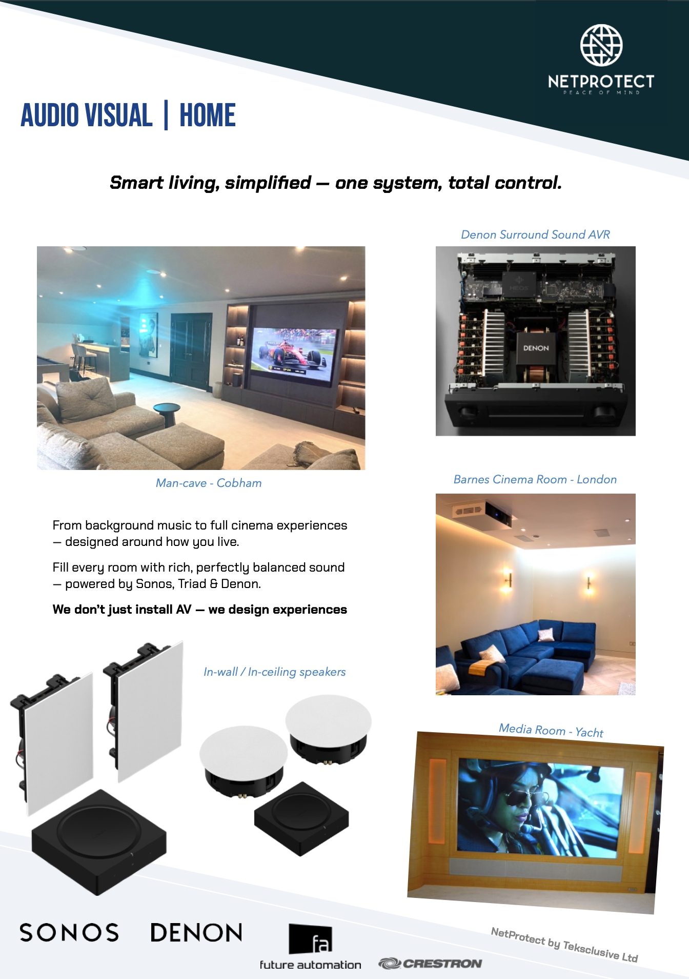 Sonos, Denon, Future Automation, Crestron Audio Systems